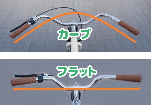 フラットタイプとカーブタイプのハンドル