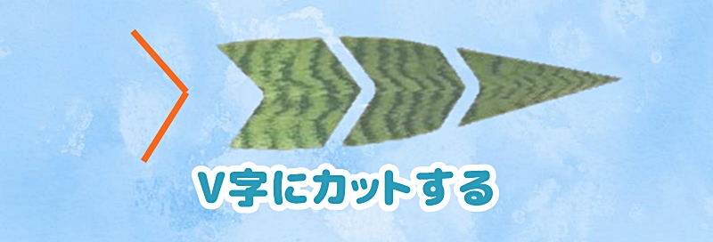 葉をV字カットする