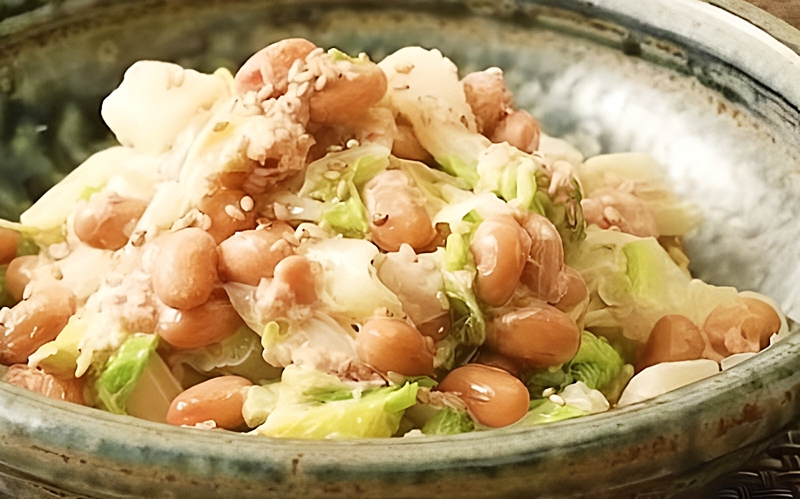 白菜と納豆のマヨ風味サラダ