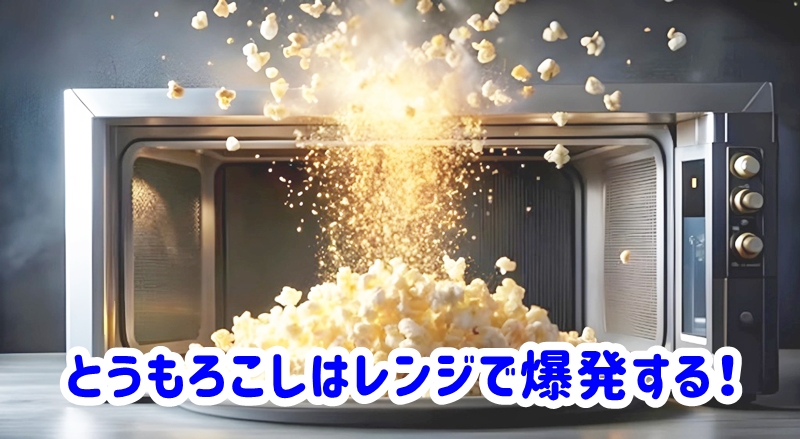 とうもろこしがレンジで爆発する様子