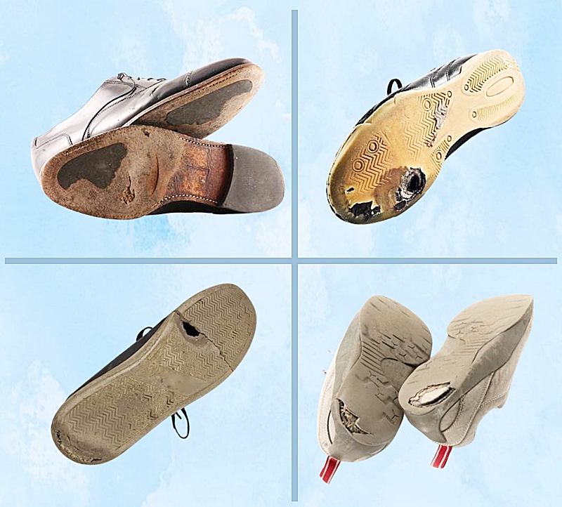 スニーカーの靴底の小さな穴や亀裂