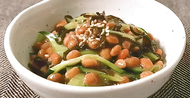 納豆きゅうりの塩昆布和え