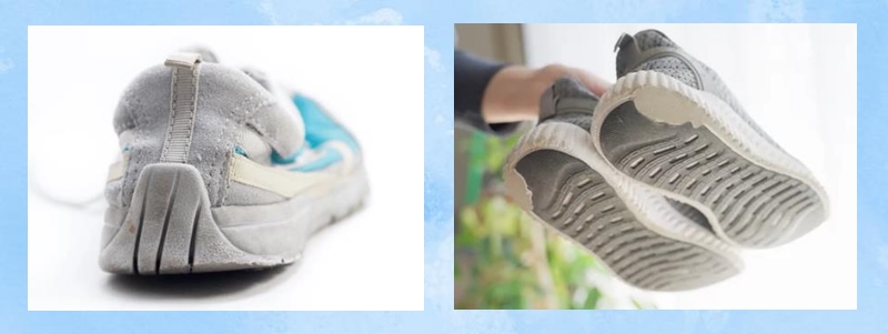 かかとのすれたスニーカー