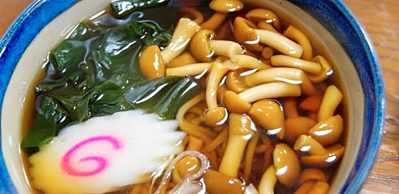 うどんに入れたなめこ