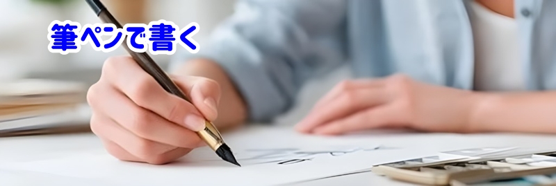 筆ペンで書く