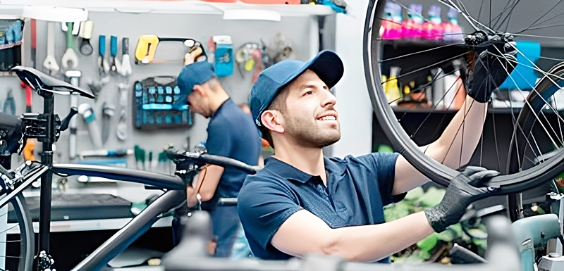 タイヤを修理する人