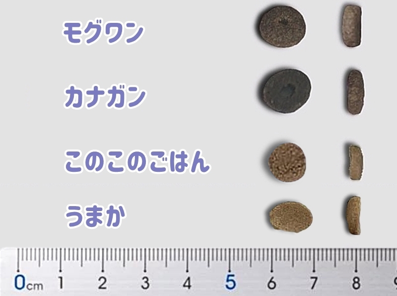 他のフードとの粒の大きさ比較図