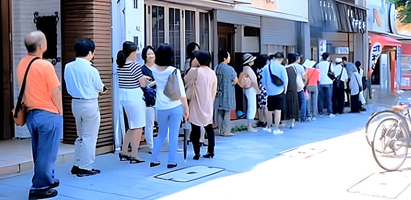 お店に並ぶ多くのお客さん