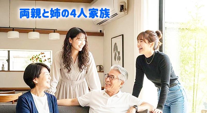両親と姉の4人家族