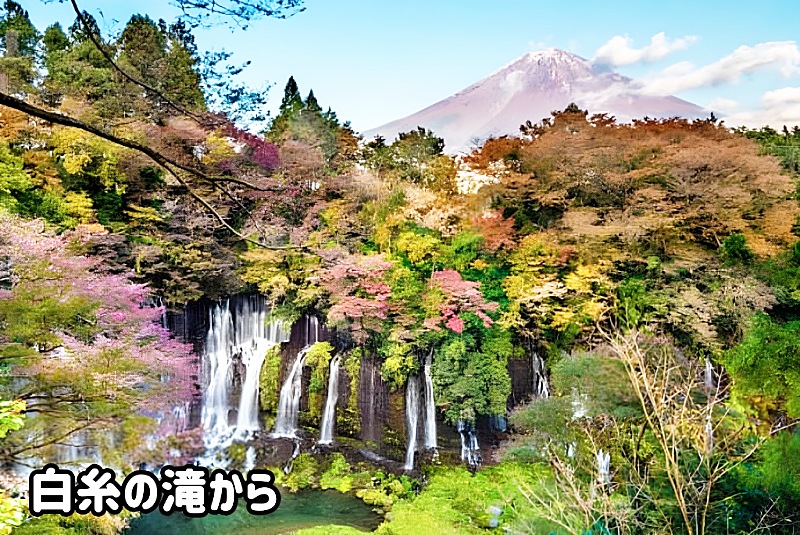 富士山を白糸の滝から見る