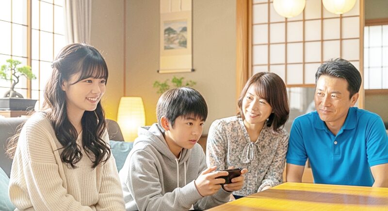 長女と長男の2人で4人家族